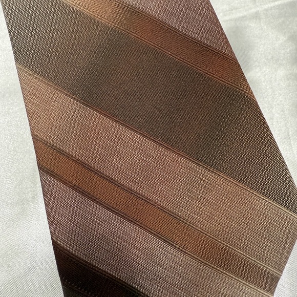 Trevira Collection Brown Tone Striped Men's Tie - Picture 2 of 4